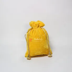 10x14 cm | Velvet Drawstring Potli Bag | Yellow  Colour | Pack of 10 | Luxurious Gift & Storage Pouch |
