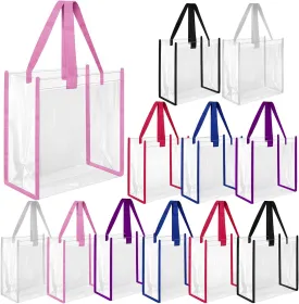 12 Pcs Bulk Stadium Approved Clear Tote Bags 12 x 12 x 6 Inch Large Clear Plastic Tote Bag with Handles for Work Sports