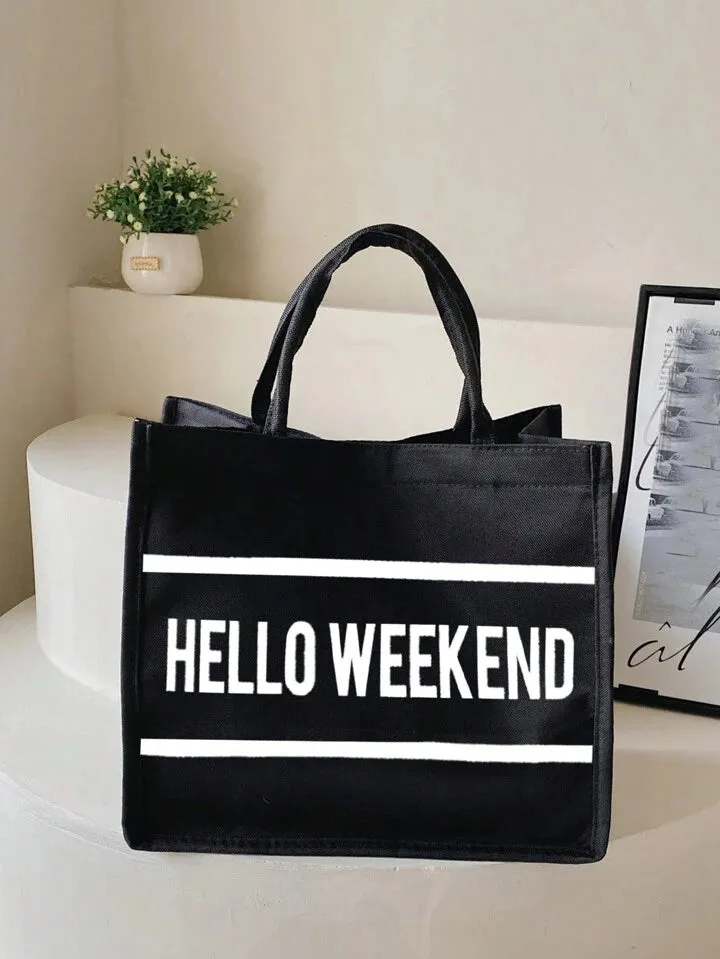Alphabet large capacity linen tote