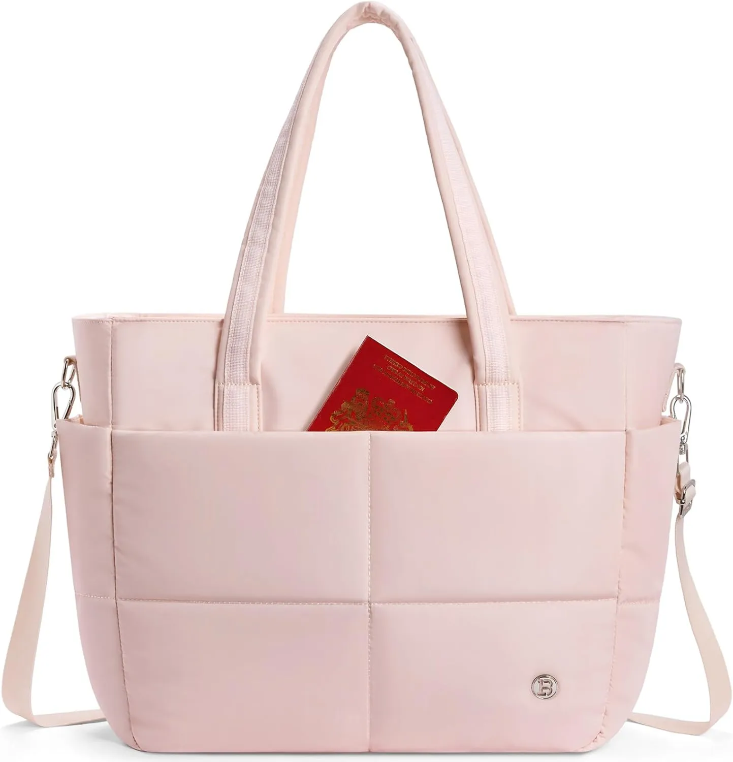 BOSTANTEN Puffer Tote Bag for Women Travel Tote Bag with Trolley Sleeve Lightweight Quilted Laptop Nurse Bag with Zipper