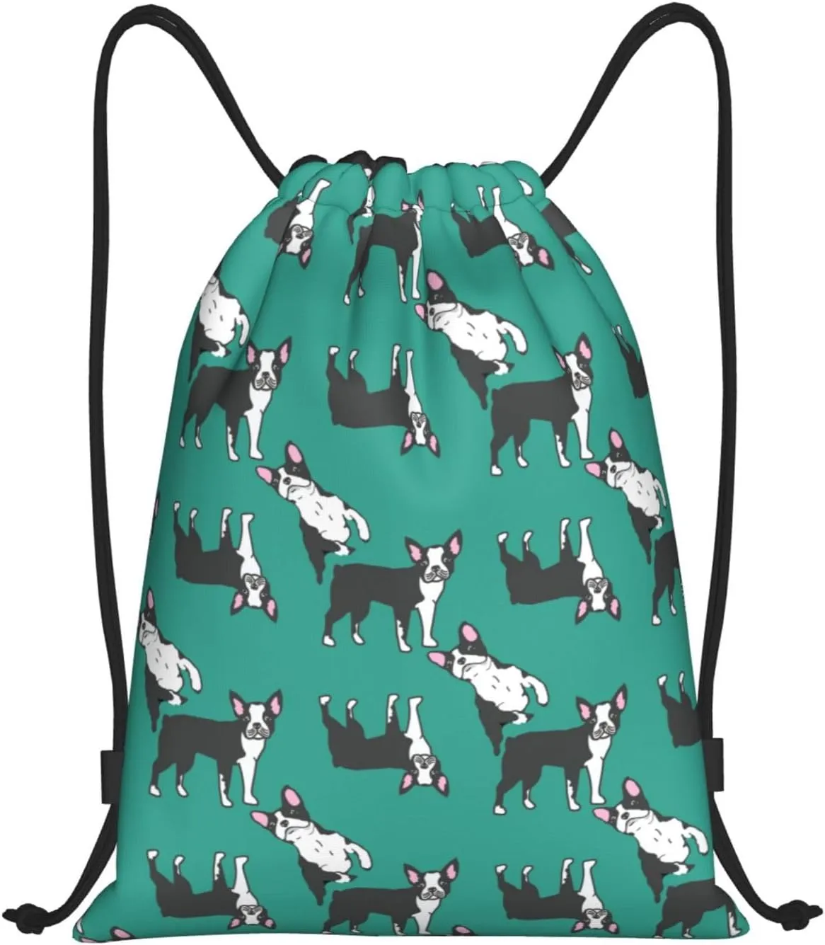 Boston Terrier Drawstring Backpack Foldable String Bag Sackpack Sports Backpack Gym Bag Waterproof Lightweight Yoga Bag 16.5"X19.6" pattern1-147
