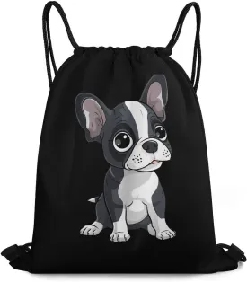Boston Terrier Drawstring Backpack Lightweight String Bag Sports Gym Bag Sackpack for Men Women