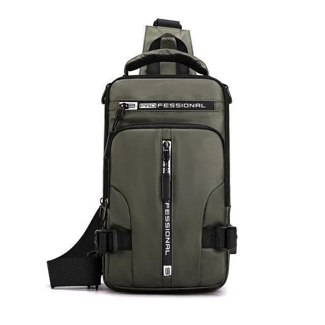 Branded USB Charging Shoulder Bag Anti-theft Crossbody Sling Bag Casual Waterproof Diagonal Bag Multifunctional Messenger Bags