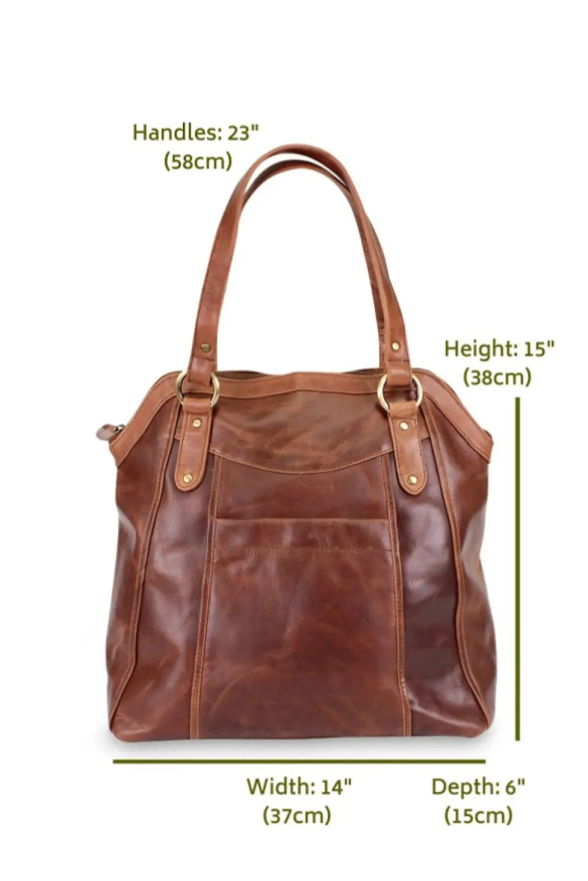 Brown PU Leather Patchwork Zipped Large Capacity Tote Bag
