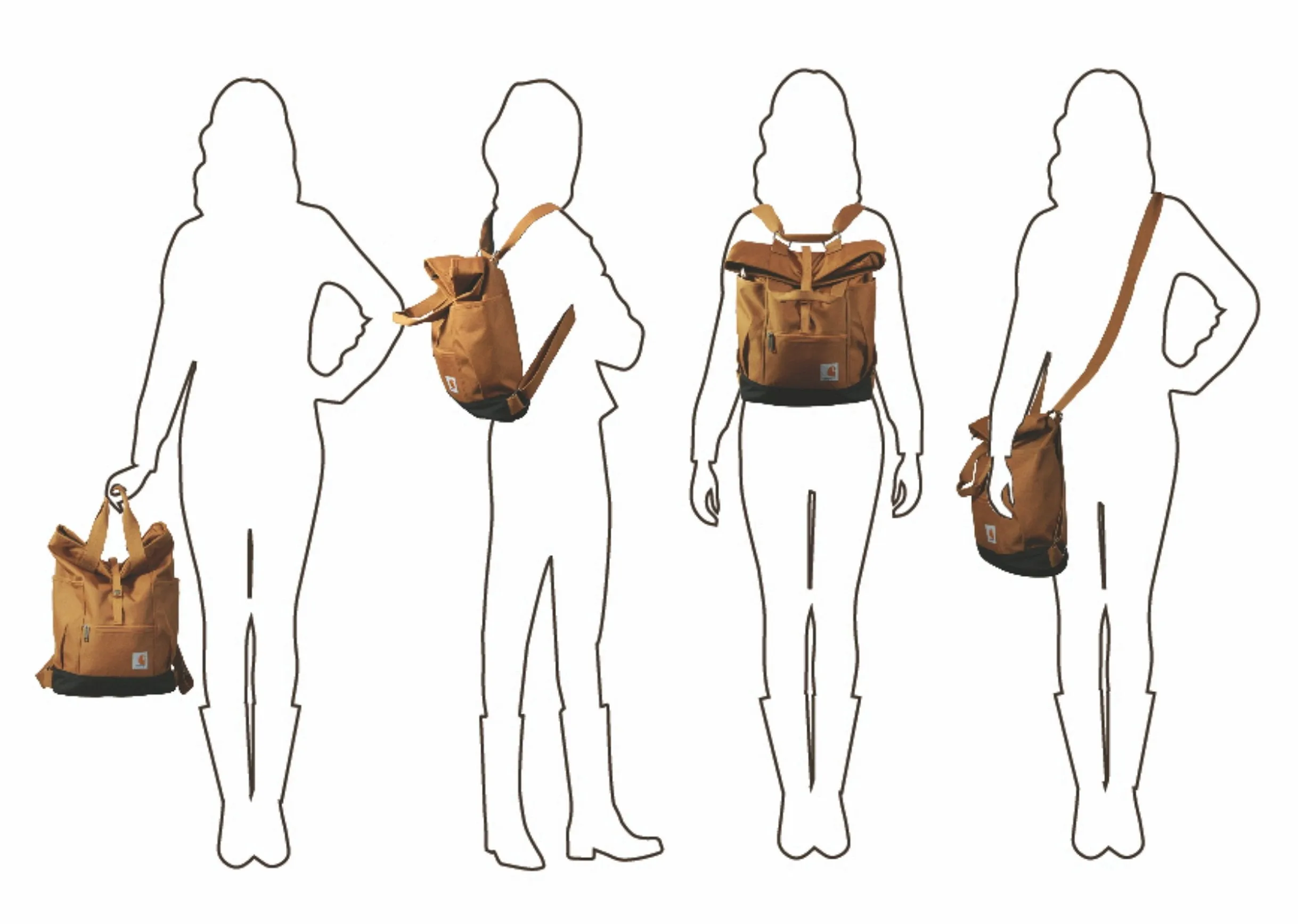 Carhartt Legacy Women's Hybrid Convertible Backpack Tote Bag, Carhartt Brown