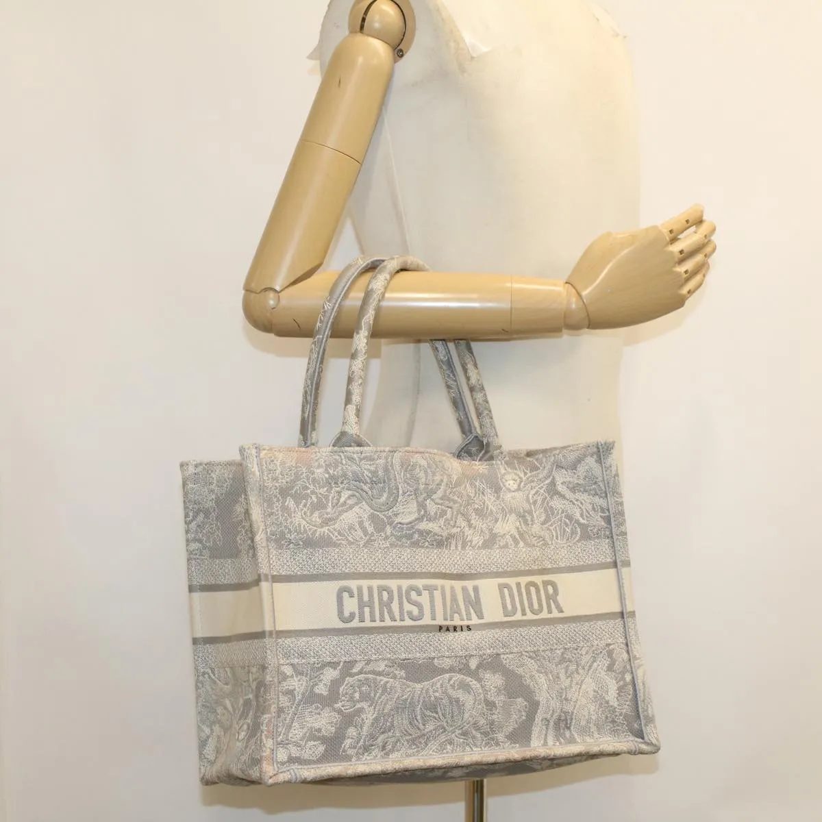 CHRISTIAN DIOR Book Tote Bag Canvas Gray M1286ZTDT_M932 Auth bs6141