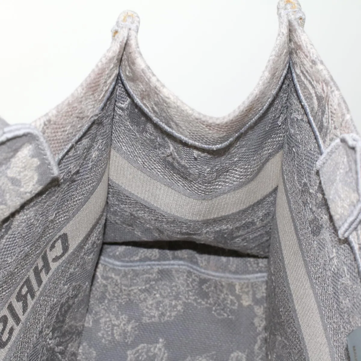 CHRISTIAN DIOR Book Tote Bag Canvas Gray M1286ZTDT_M932 Auth bs6141