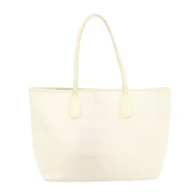 CHRISTIAN DIOR Panarea Tote Bag Coated Canvas White Auth rd1228