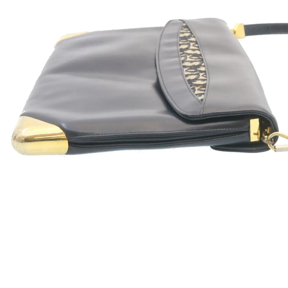 CHRISTIAN DIOR Trotter Canvas Shoulder Bag PVC Leather Blue Auth am1903g