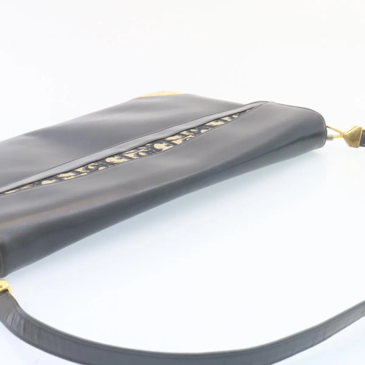 CHRISTIAN DIOR Trotter Canvas Shoulder Bag PVC Leather Blue Auth am1903g