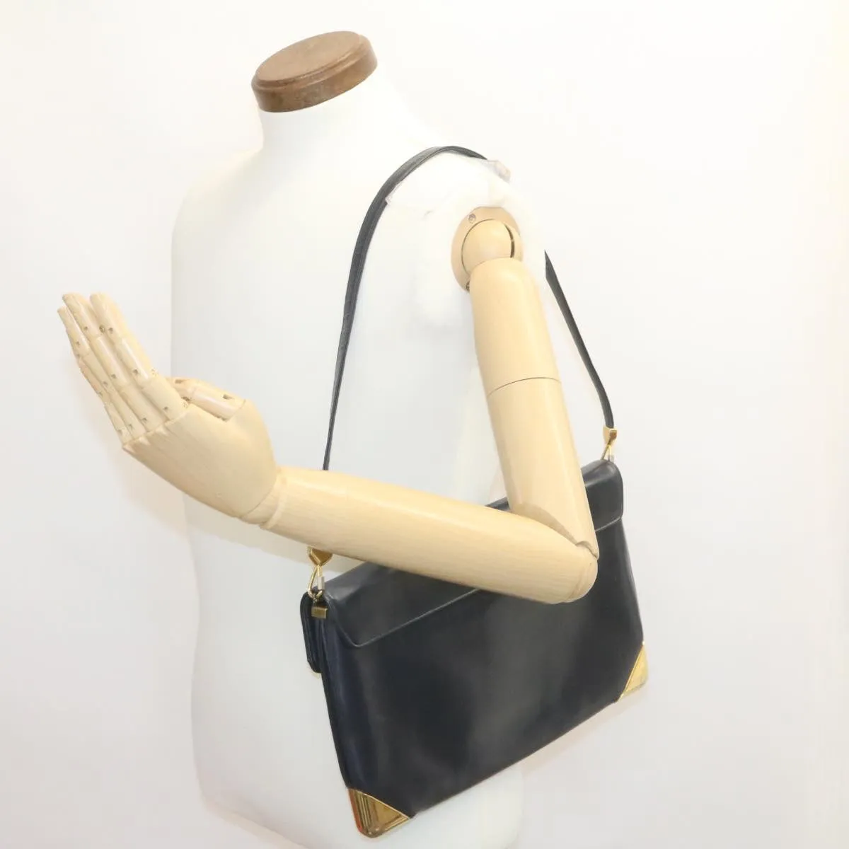 CHRISTIAN DIOR Trotter Canvas Shoulder Bag PVC Leather Blue Auth am1903g