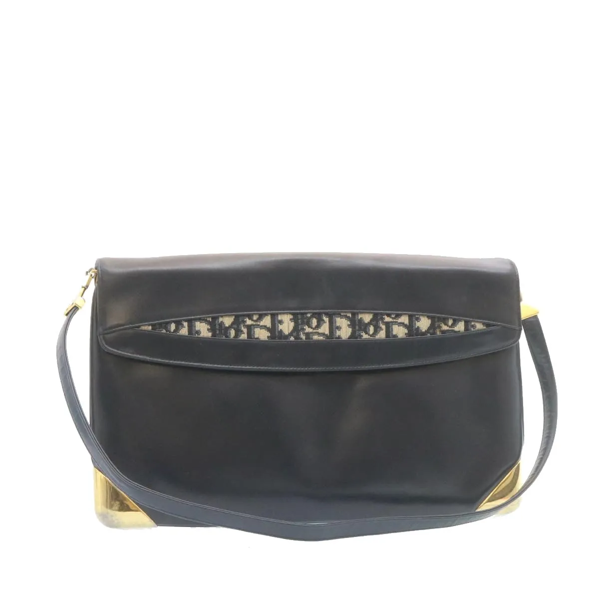 CHRISTIAN DIOR Trotter Canvas Shoulder Bag PVC Leather Blue Auth am1903g