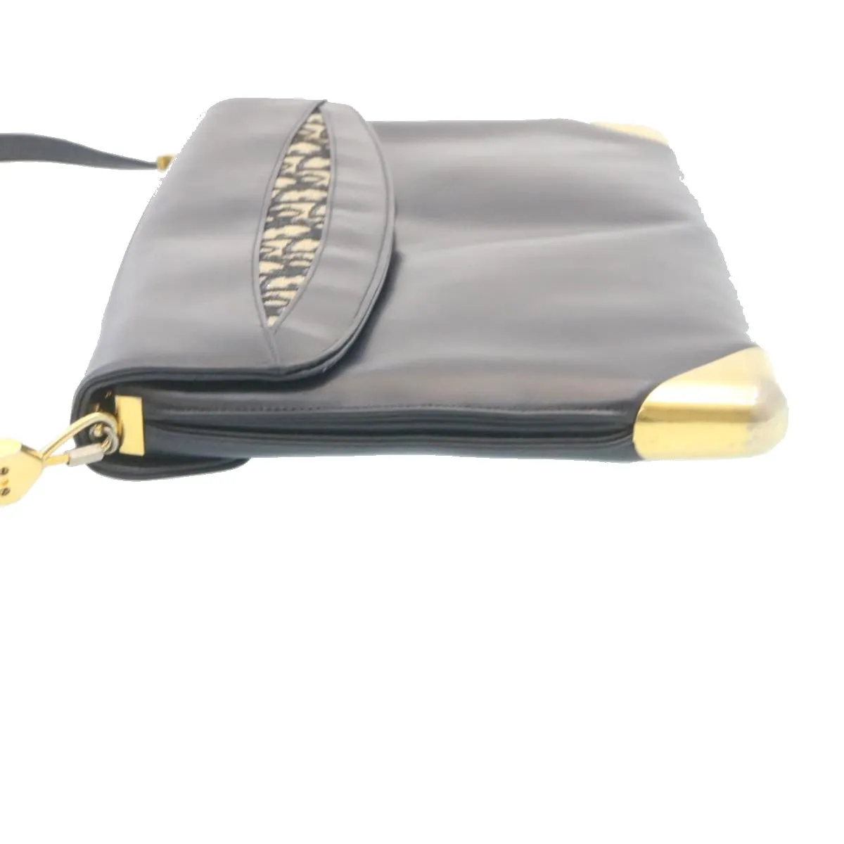 CHRISTIAN DIOR Trotter Canvas Shoulder Bag PVC Leather Blue Auth am1903g