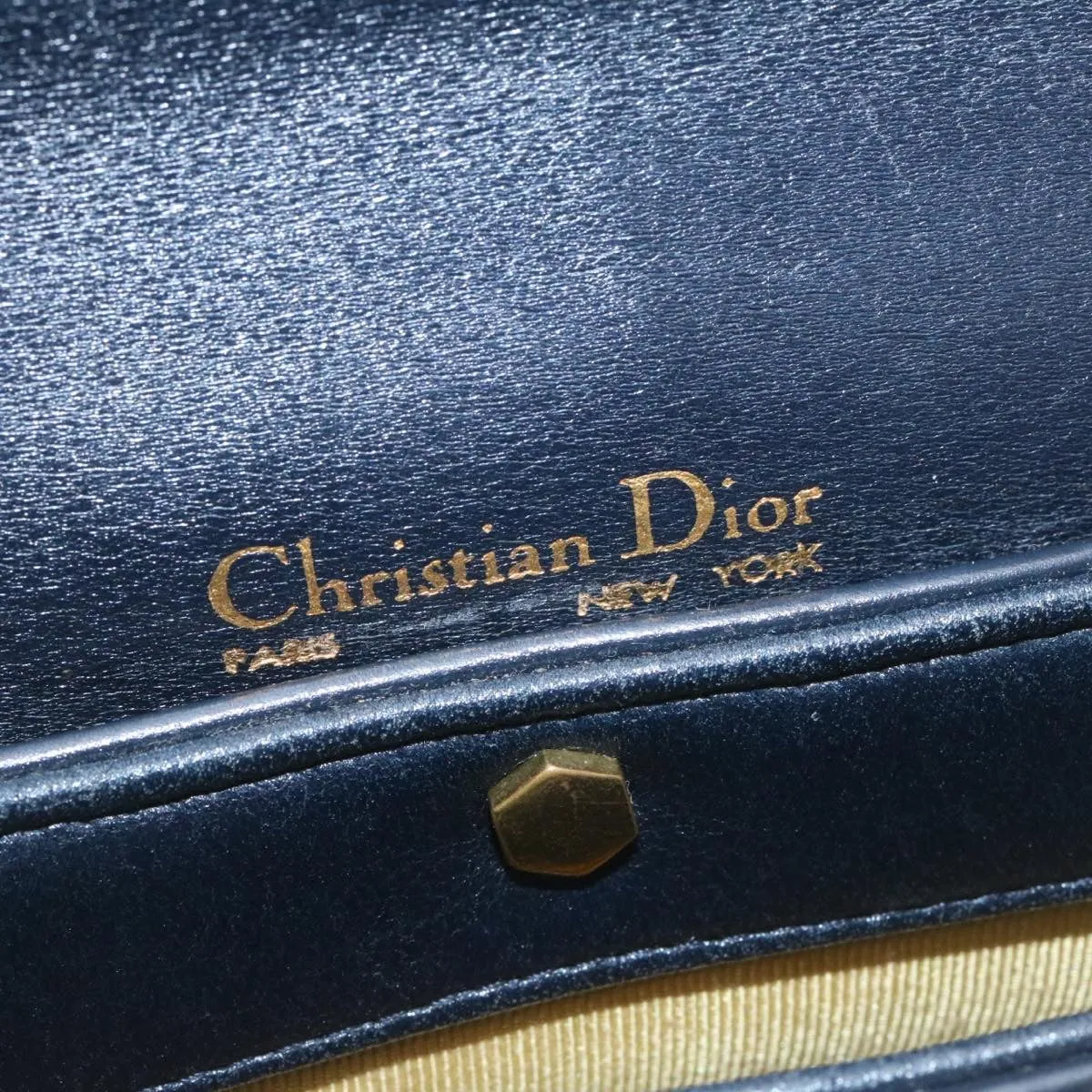 CHRISTIAN DIOR Trotter Canvas Shoulder Bag PVC Leather Blue Auth am1903g