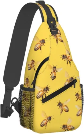 Crossbody Bags For Women Men Bees Yellow Sling Backpack Chest Shoulder Bag Gym Cycling Travel Hiking Daypack