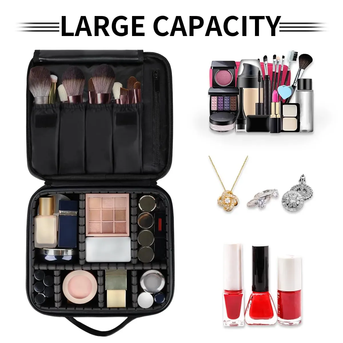 CURLYOOT Dream Net Catcher Boho Travel Makeup Train Case Cosmetic Bag Organizer Portable Storage Bag with Adjustable Dividers for Cosmetics Makeup Brushes Toiletry Jewelry