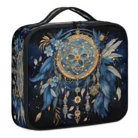 CURLYOOT Dream Net Catcher Boho Travel Makeup Train Case Cosmetic Bag Organizer Portable Storage Bag with Adjustable Dividers for Cosmetics Makeup Brushes Toiletry Jewelry