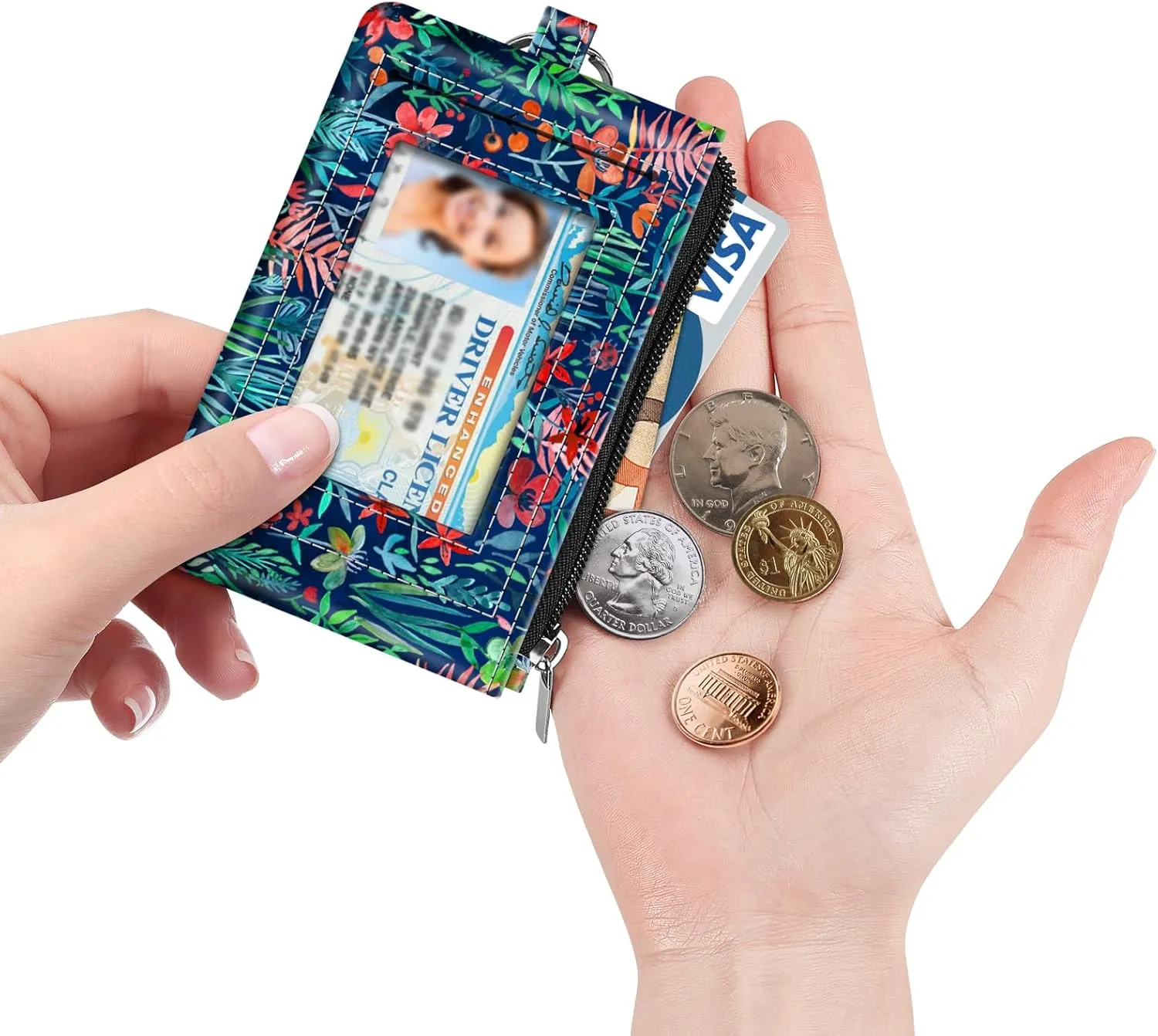 Fintie Zip ID Case Card Holder, Slim Coin Purse Wallet RFID Blocking Change Pouch with Key Chain