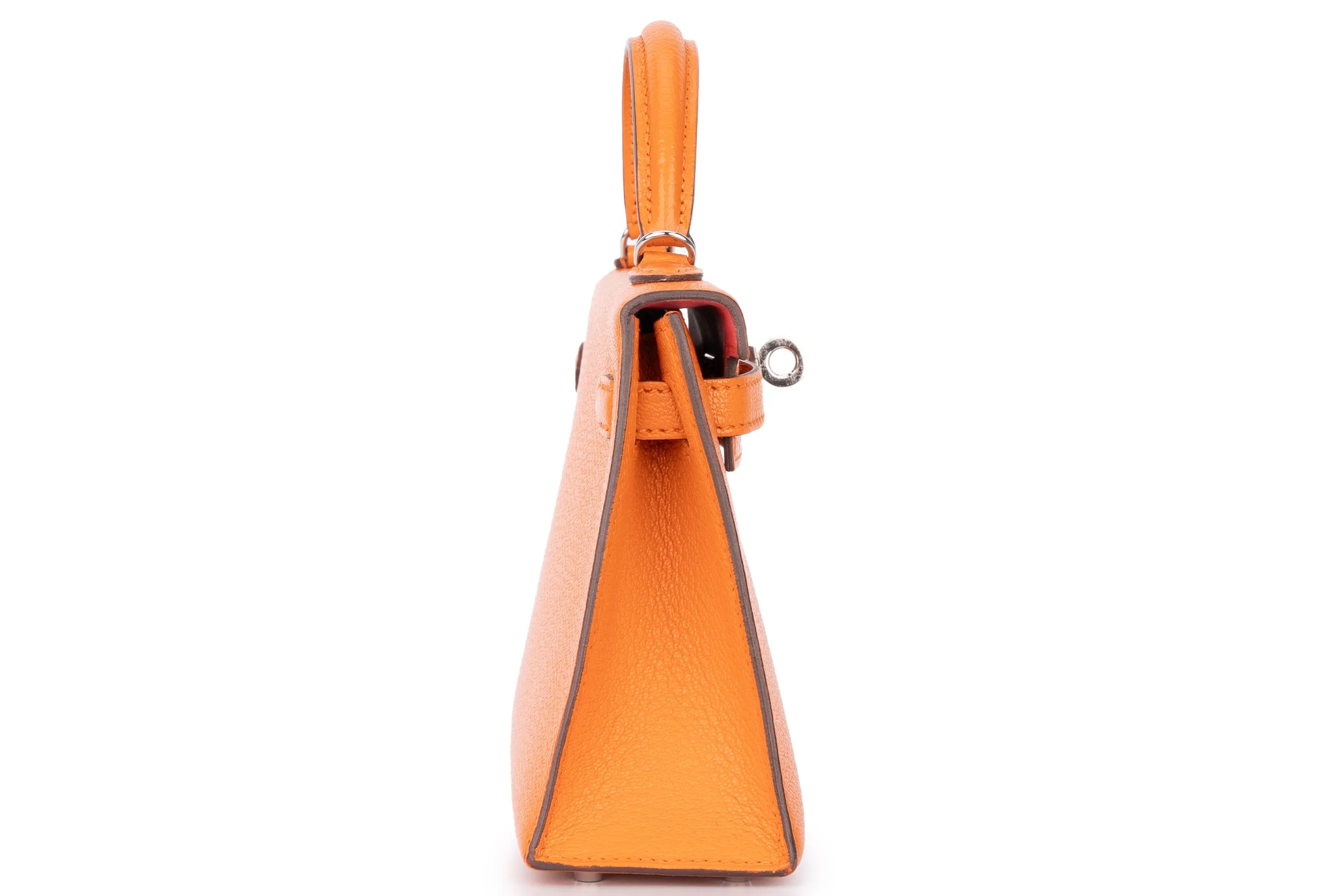 Hermès Mini Kelly Sellier Chevre Mysore Orange PHW