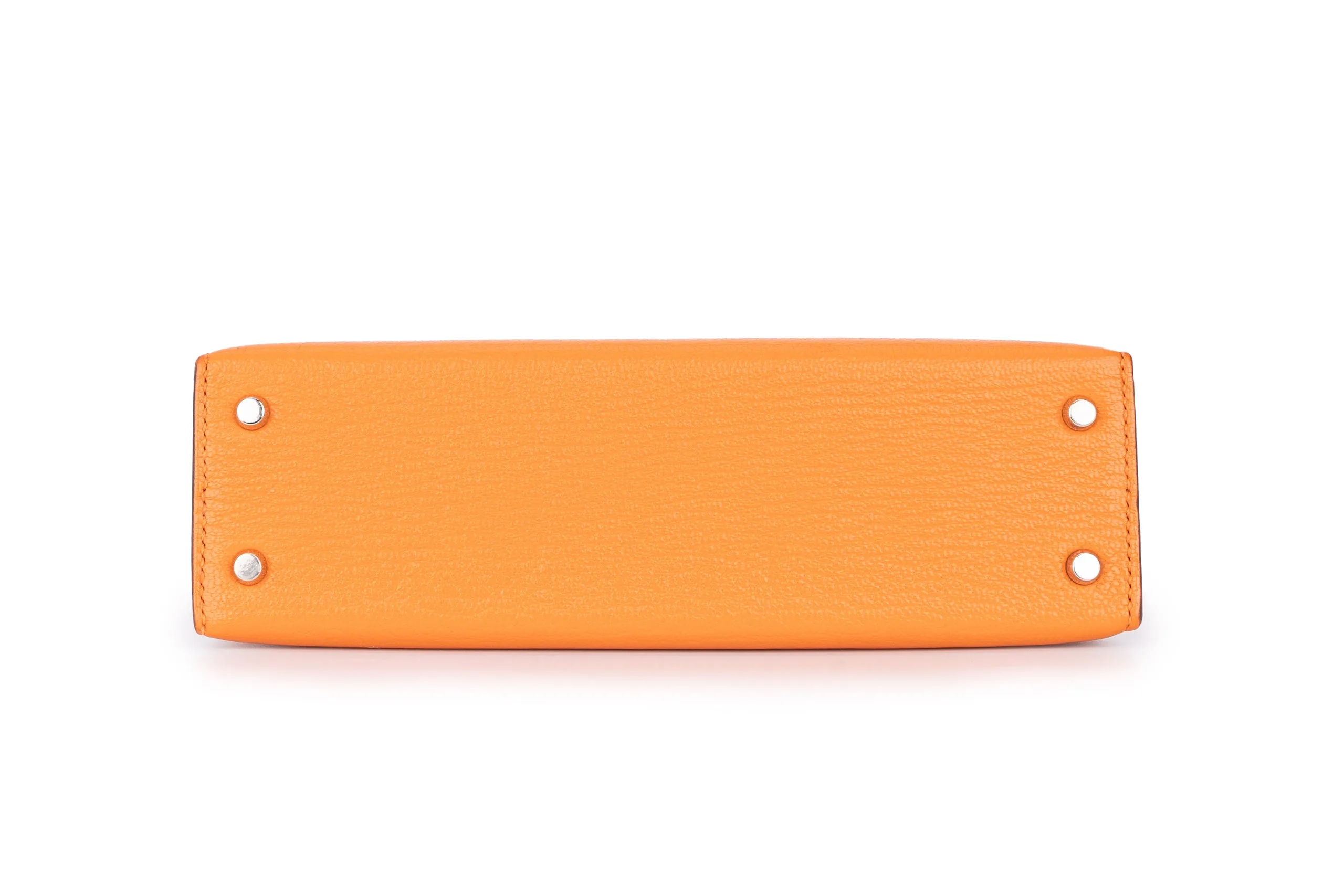 Hermès Mini Kelly Sellier Chevre Mysore Orange PHW