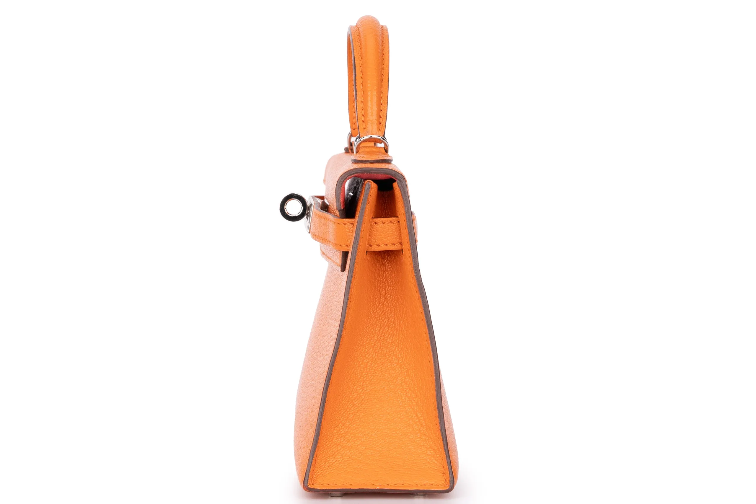 Hermès Mini Kelly Sellier Chevre Mysore Orange PHW