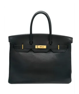 Hermès Vintage Birkin 35 Black Gulliver GHW #Y ASC4920