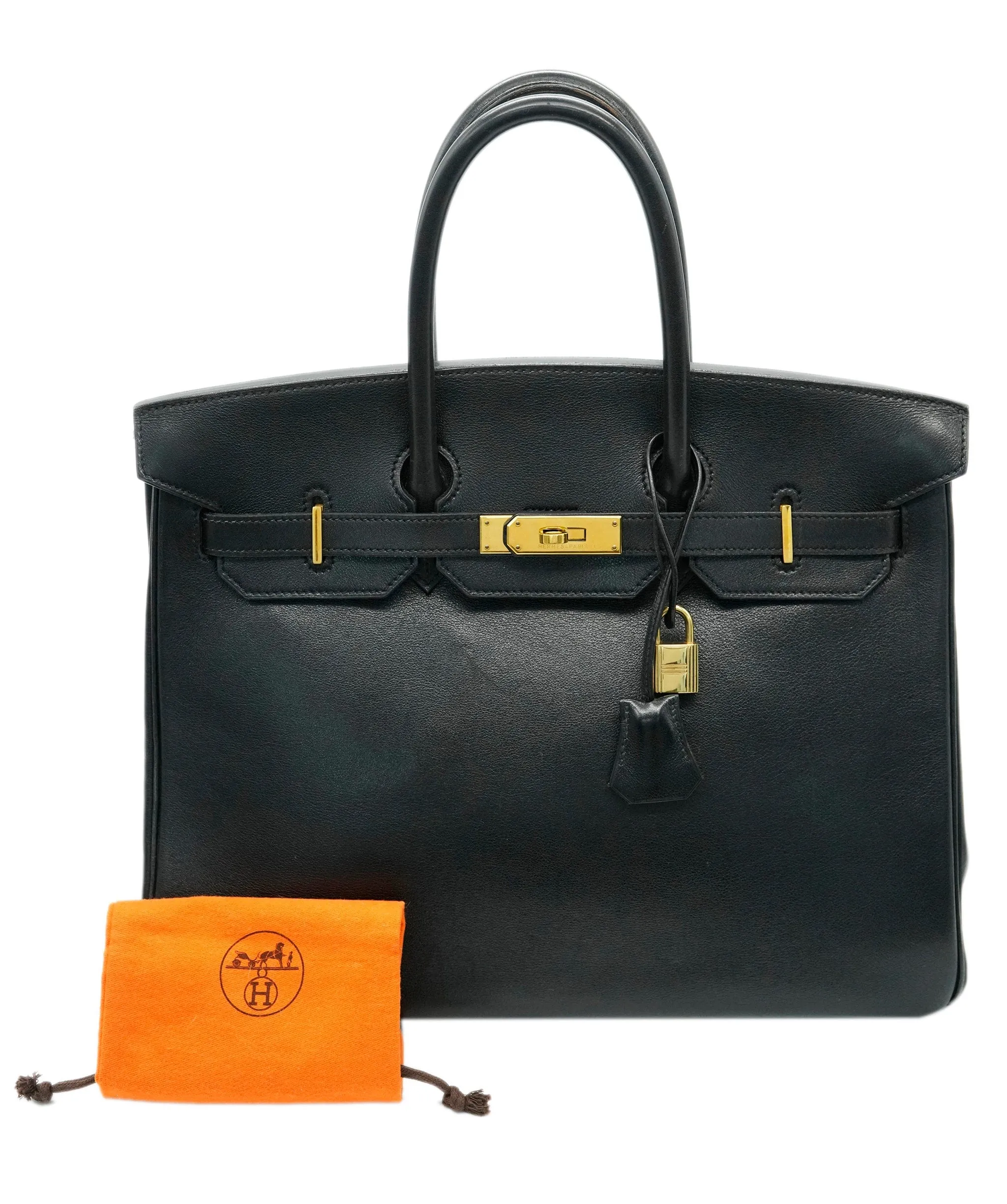 Hermès Vintage Birkin 35 Black Gulliver GHW #Y ASC4920