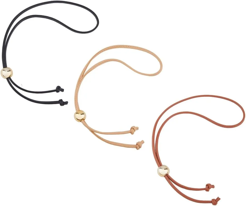 Hobbspring 3Pcs PU Leather Bag Drawstring 35.43inch Detachable Leather Pull String Adjustable Drawstring Bunches with Slide String Keeper Purse Strap for Bucket Bag Handbags Replacement