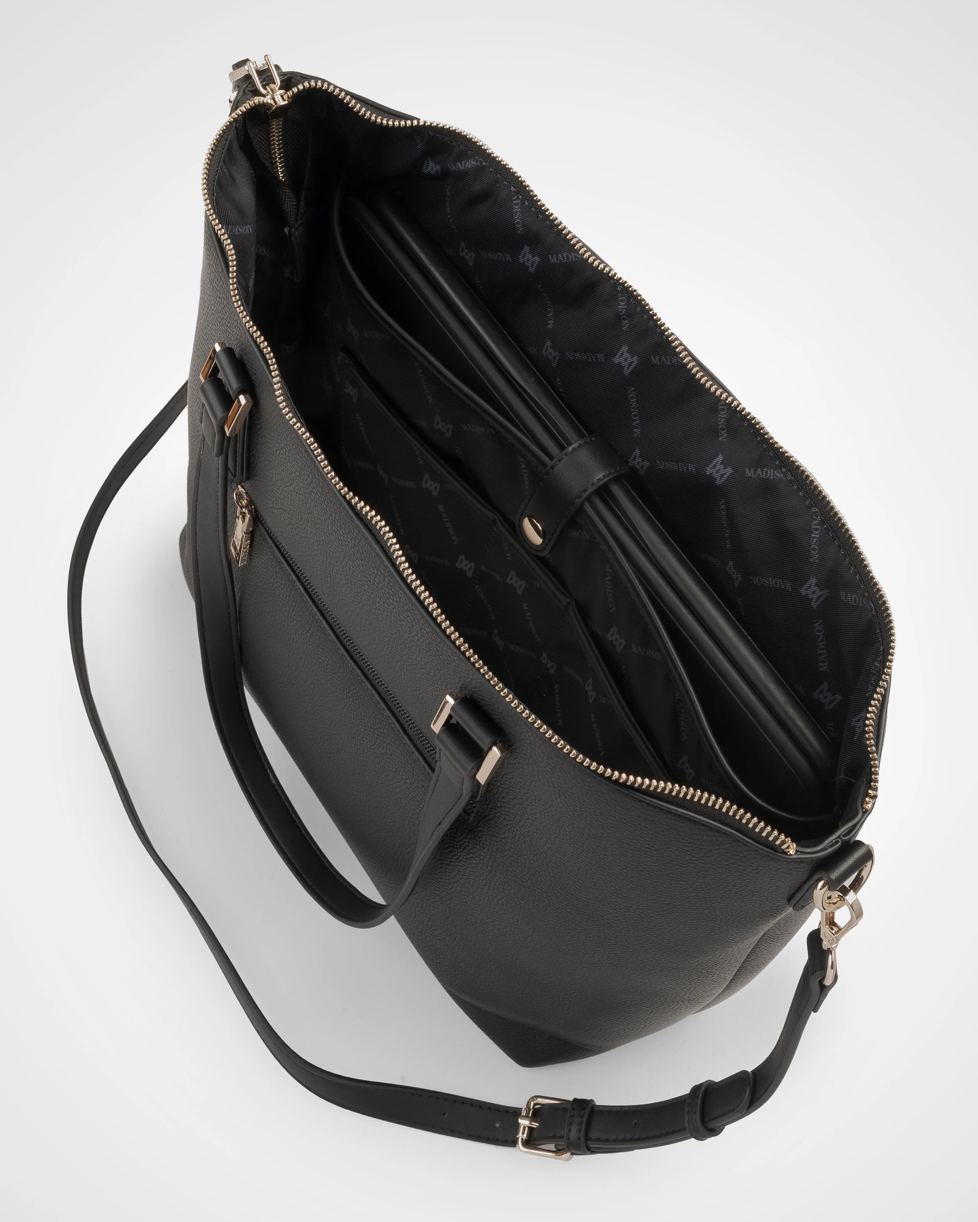 Inga Large Zip Top Tote Bag with Laptop Pocket   Graphic Bag Strap