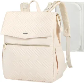 LANDICI Diaper Bag Backpack, Multifunction Waterproof Baby Diaper Bags with Changing Pad, Stroller Straps, Travel Essentials Stylish Back Pack for Mom Dad Boy Girls Toddler, Apricot