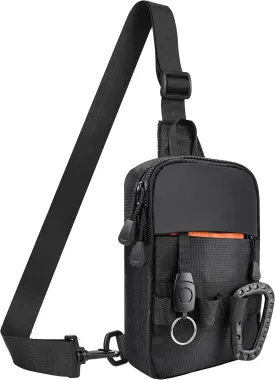 Mens Sling Bag, YKK Zippers Small Crossbody Bag for Hiking Travel Work, Water Resistant Utility EDC Mini Chest Bag