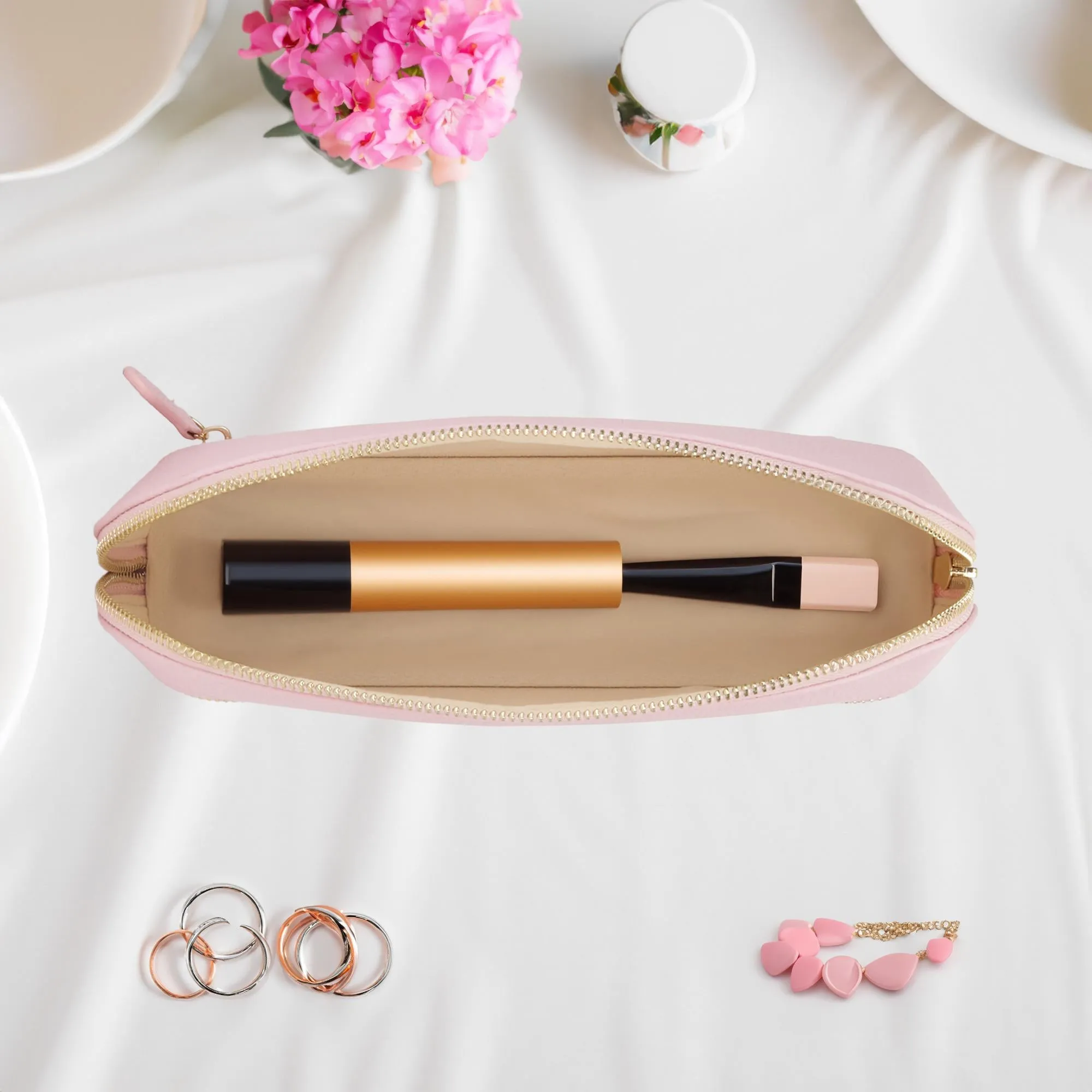 Mrs. Last Name Est Year Faux Leather Makeup Jewelry Bag Personalized Date Wedding Makeup Case Custom Bridal Shower Gift Honeymoon (BMB1002)