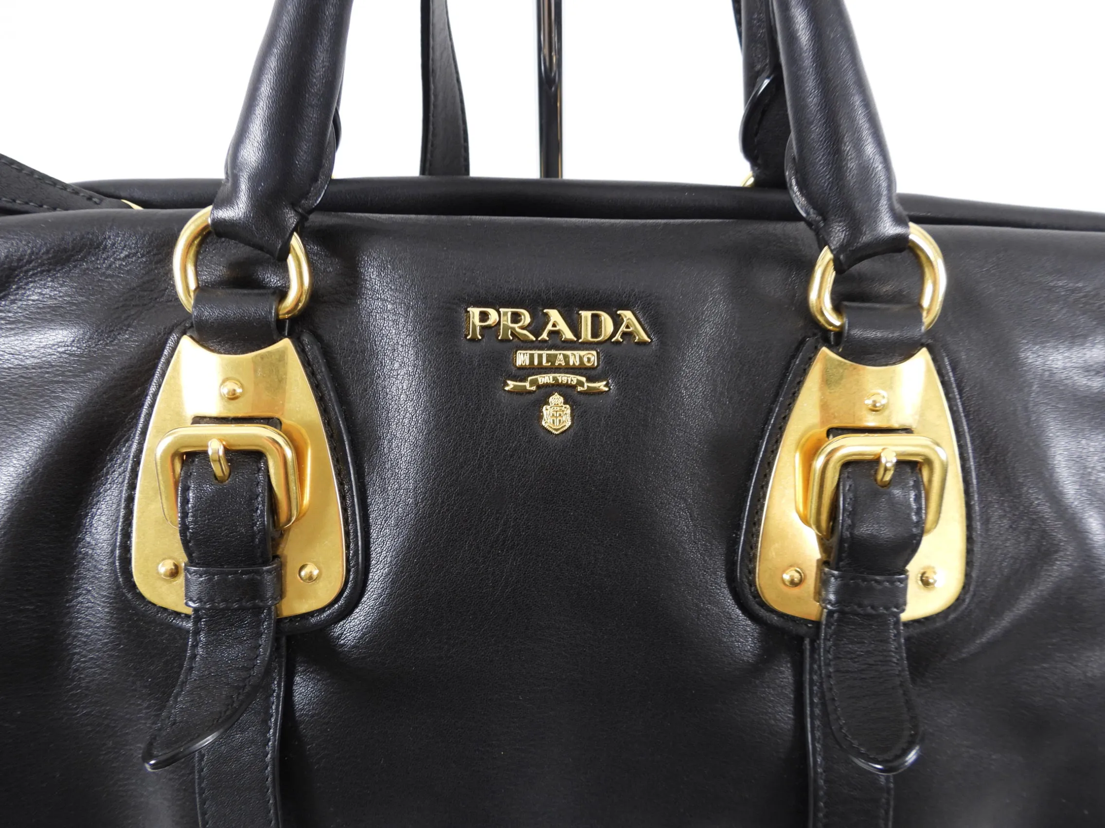 Prada Black Smooth Leather Two-Way Convertible Bag