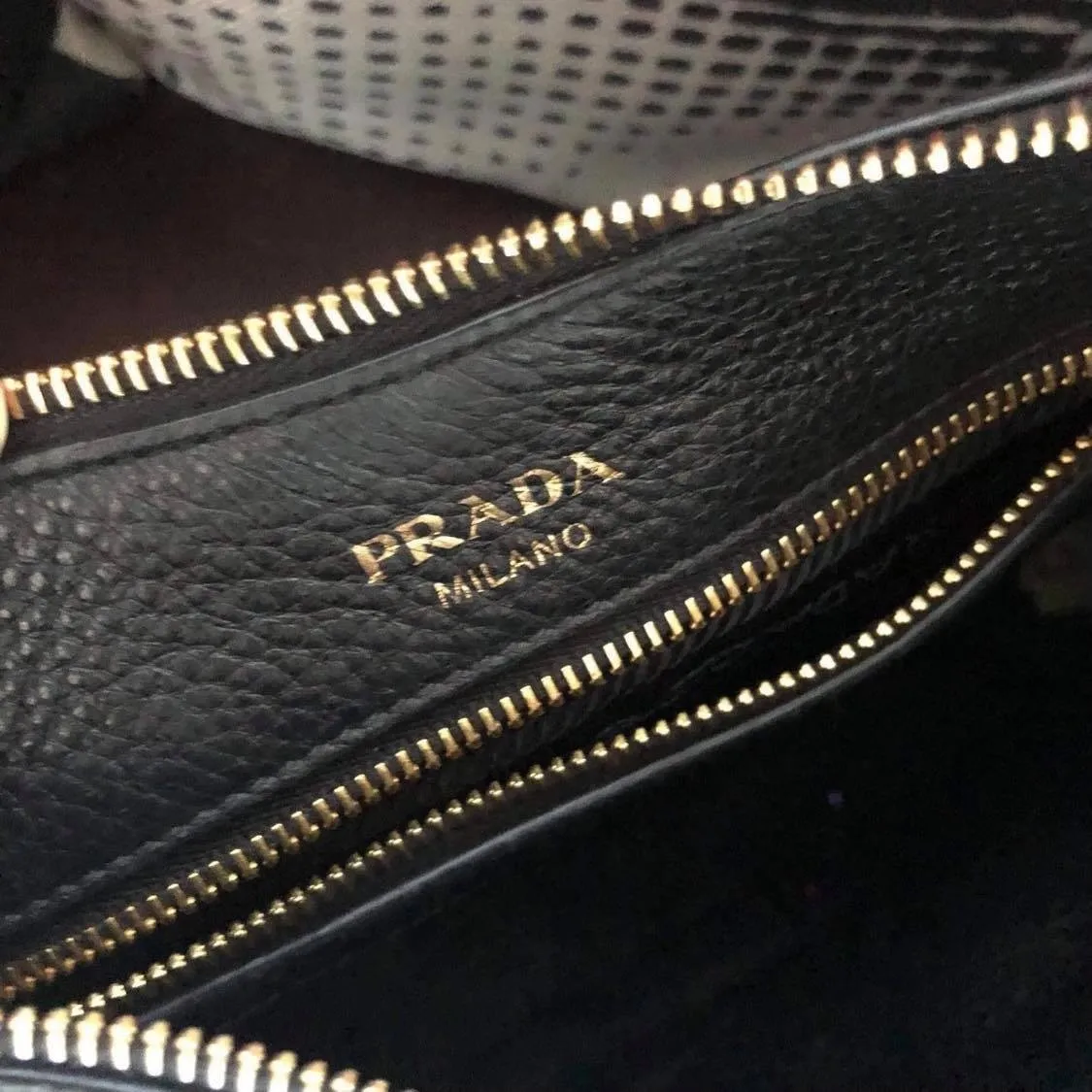 Prada Black Vitello Phenix Leather Web Stripe Strap Crossbody 1BC166
