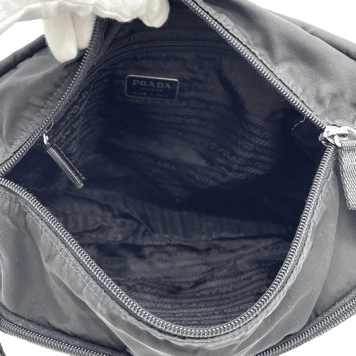 Prada Pocono Taste nylon leather black black flap shoulder bag