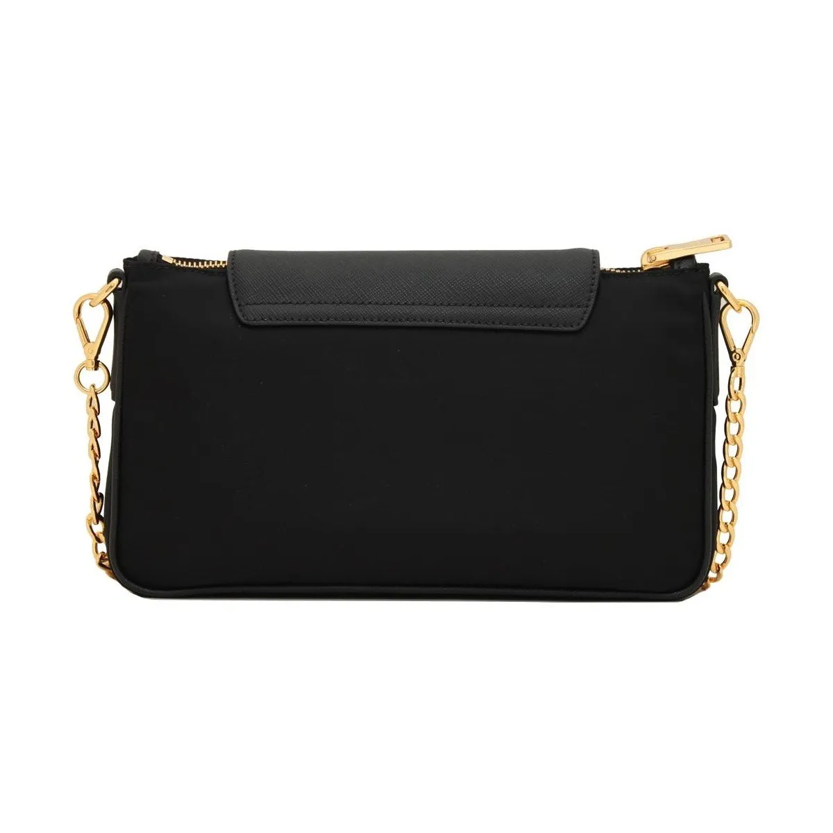 Prada Tessuto Nylon Saffiano Trim Chain Black Cross Body Bag 1BH085