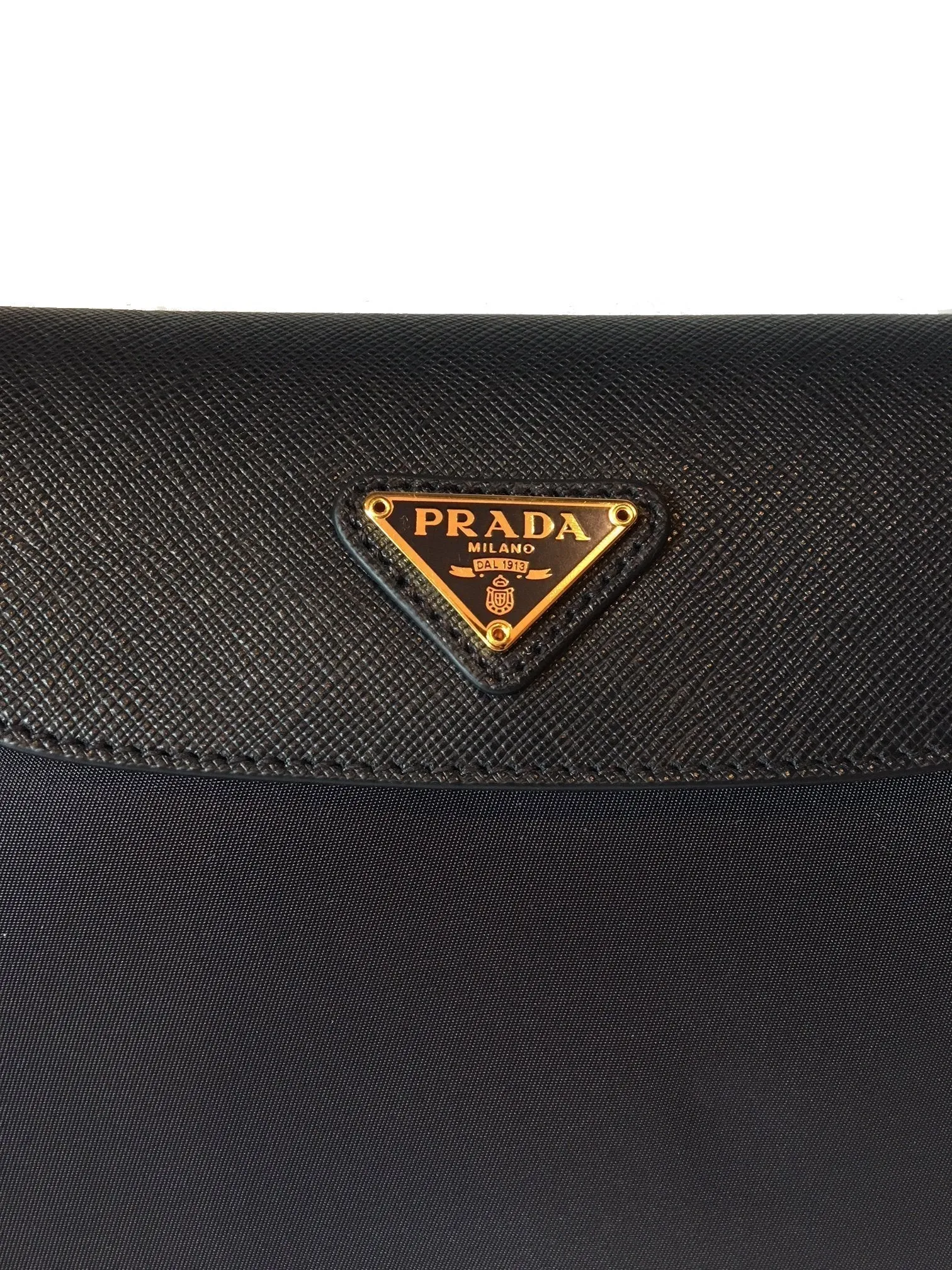 Prada Tessuto Nylon Saffiano Trim Chain Black Cross Body Bag 1BH085