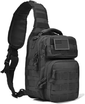 REEBOW GEAR Tactical Sling Backpack Rover Shoulder Sling Pack (Black)