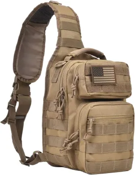 REEBOW GEAR Tactical Sling Bag Military Single Shoulder Backpack Pack Range Bags Tan