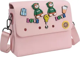 Rubber Tote for Women, Eva Cute Tote Bag for Girls with 8 Charms, Bitty Tote Bag with Adjustable Shoulder Strap