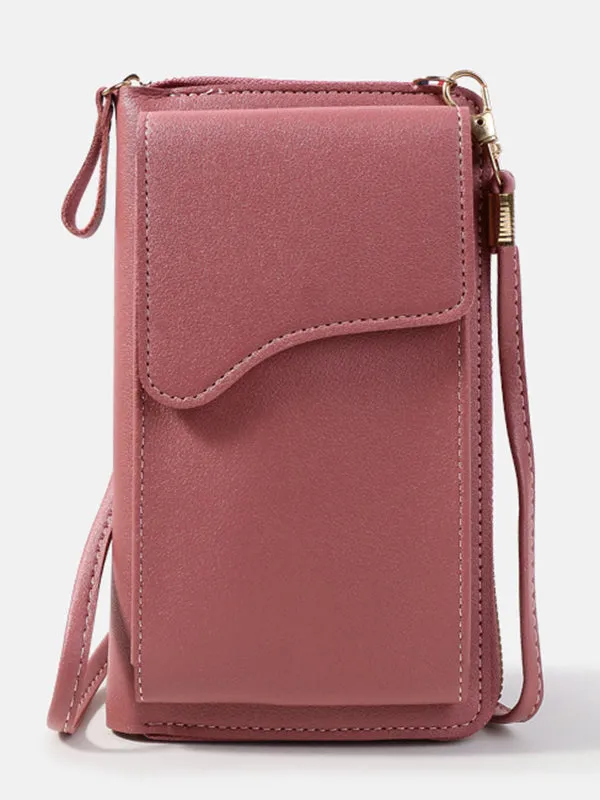 Simple Solid Color PU Sling Bag Shoulder Bag