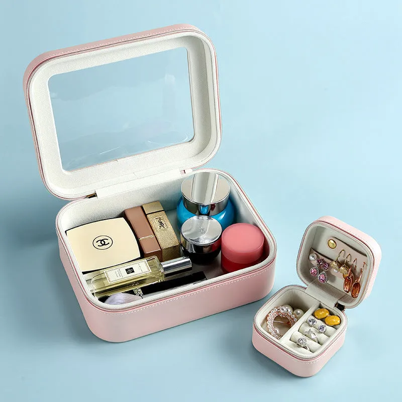 Simple transparent flip earrings earrings ring storage small jewelry box mother box multi-function cosmetics storage box