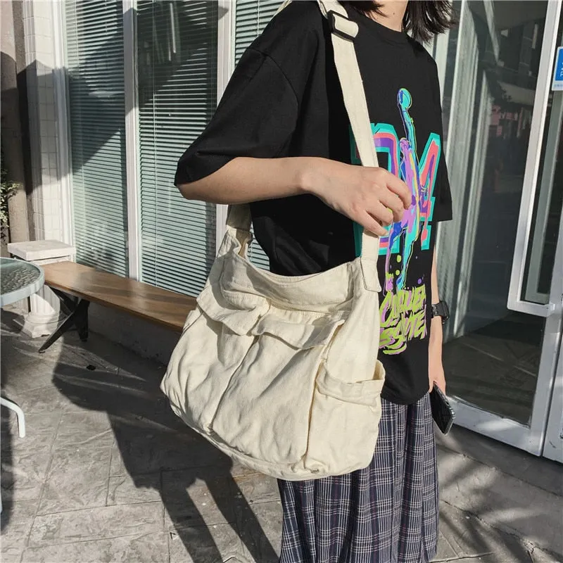 Solid Large Capacity  Canvas   Bags