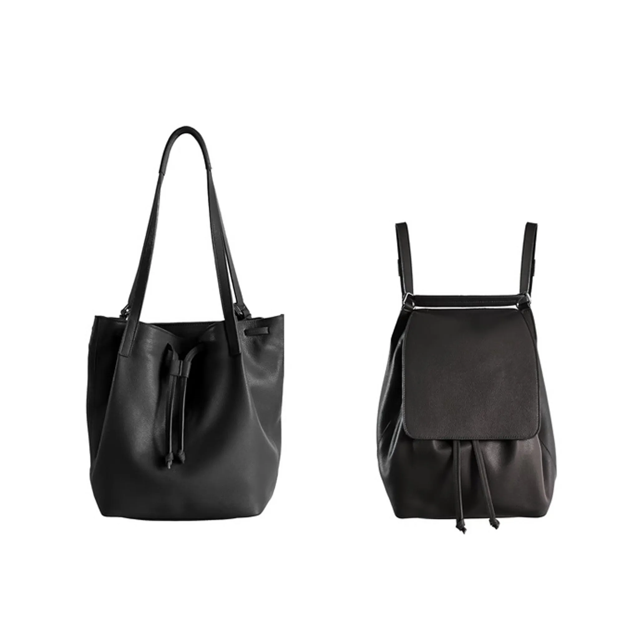 Tote Bag Convertible to Backpack | Detachable Interior | Black