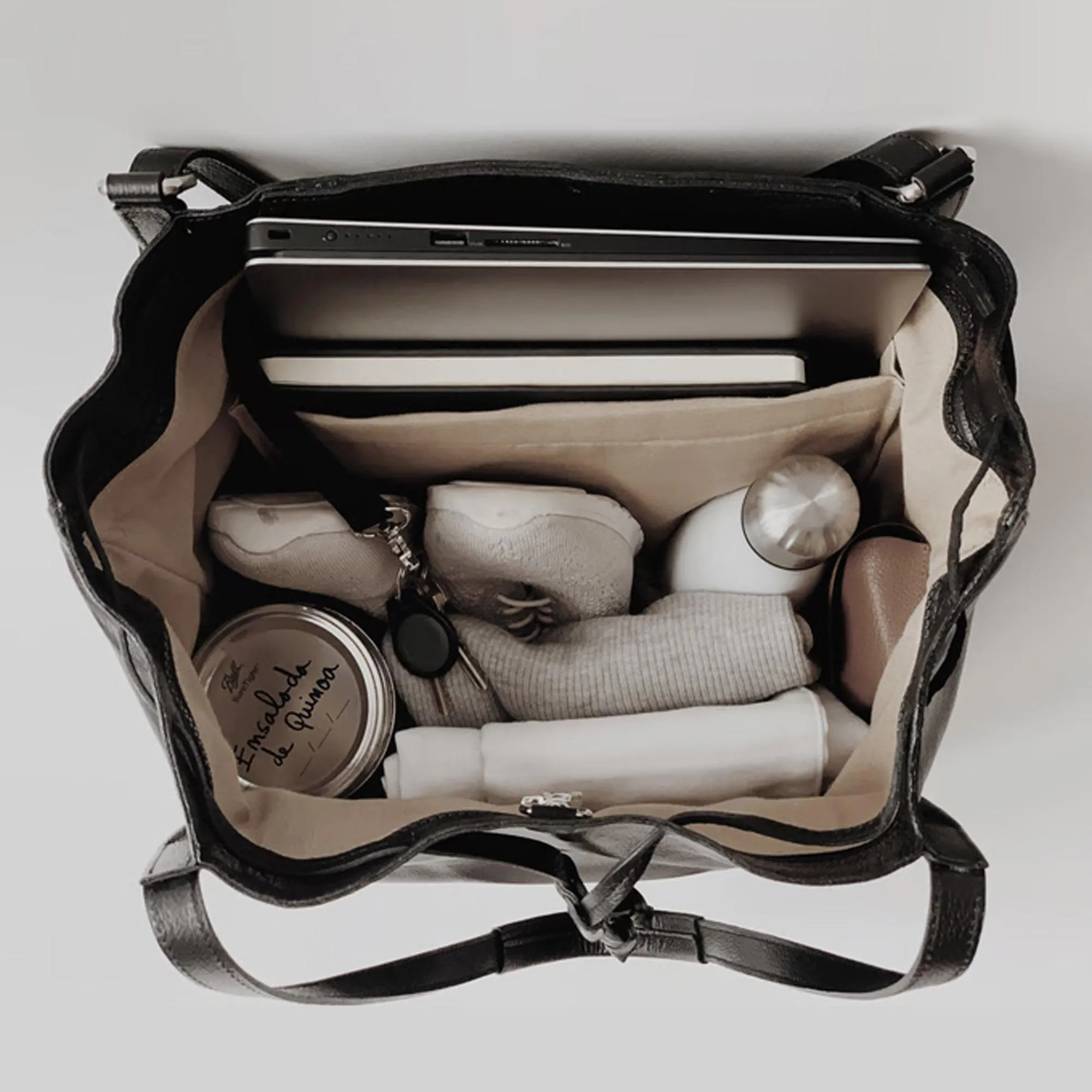 Tote Bag Convertible to Backpack | Detachable Interior | Black