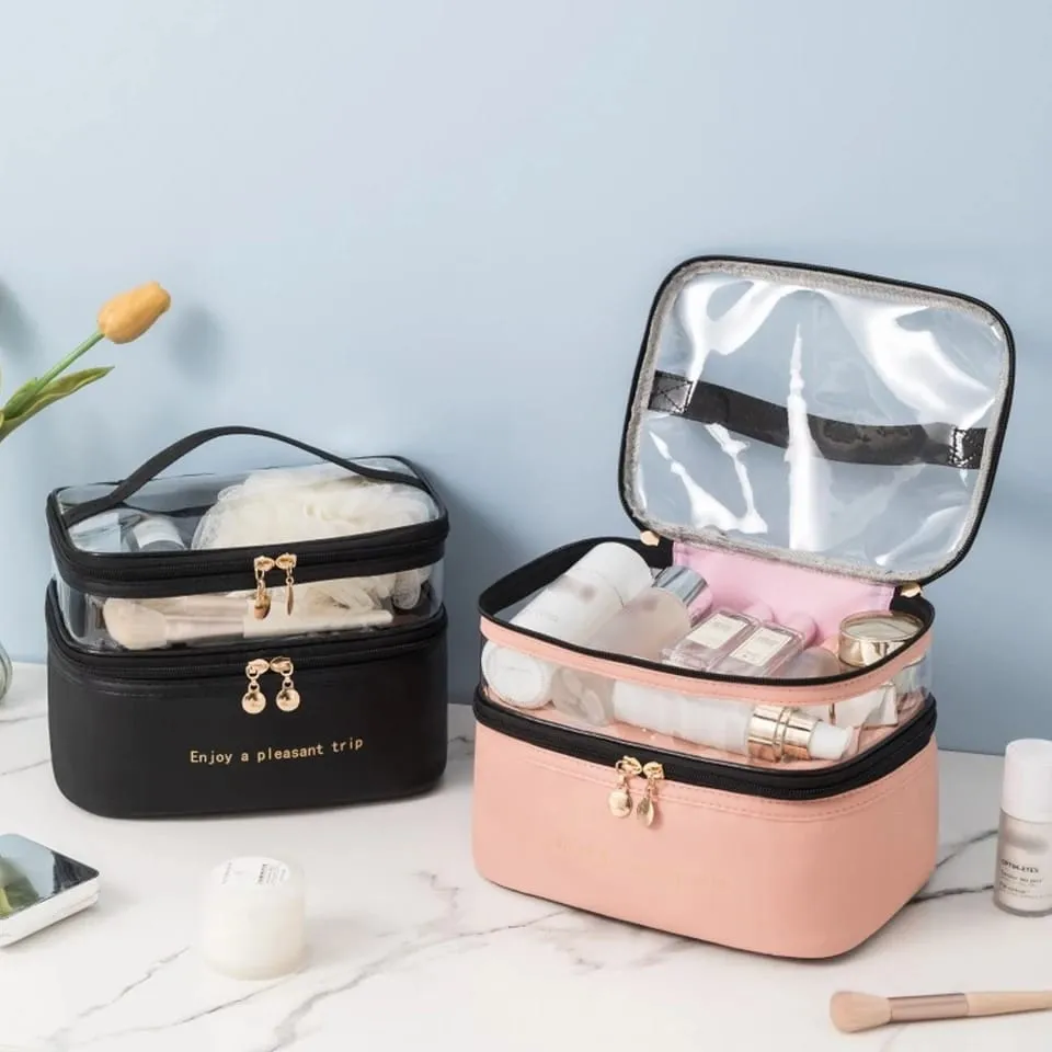 Waterproof Pvc Cosmetic Travel Portable Bag-Black