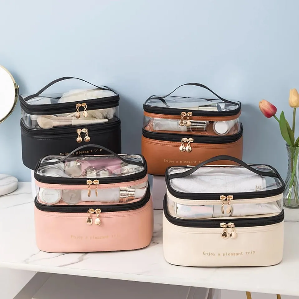 Waterproof Pvc Cosmetic Travel Portable Bag-Black